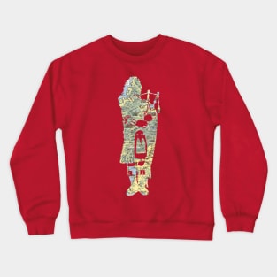 Bagpiper cut from 1962 illustrated tourist map of Scotland Crewneck Sweatshirt